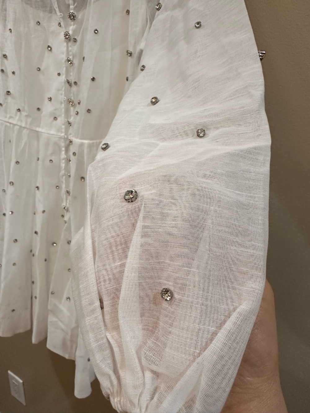 Embellished White Tie-Waist Mini Dress - Picture 9 of 9